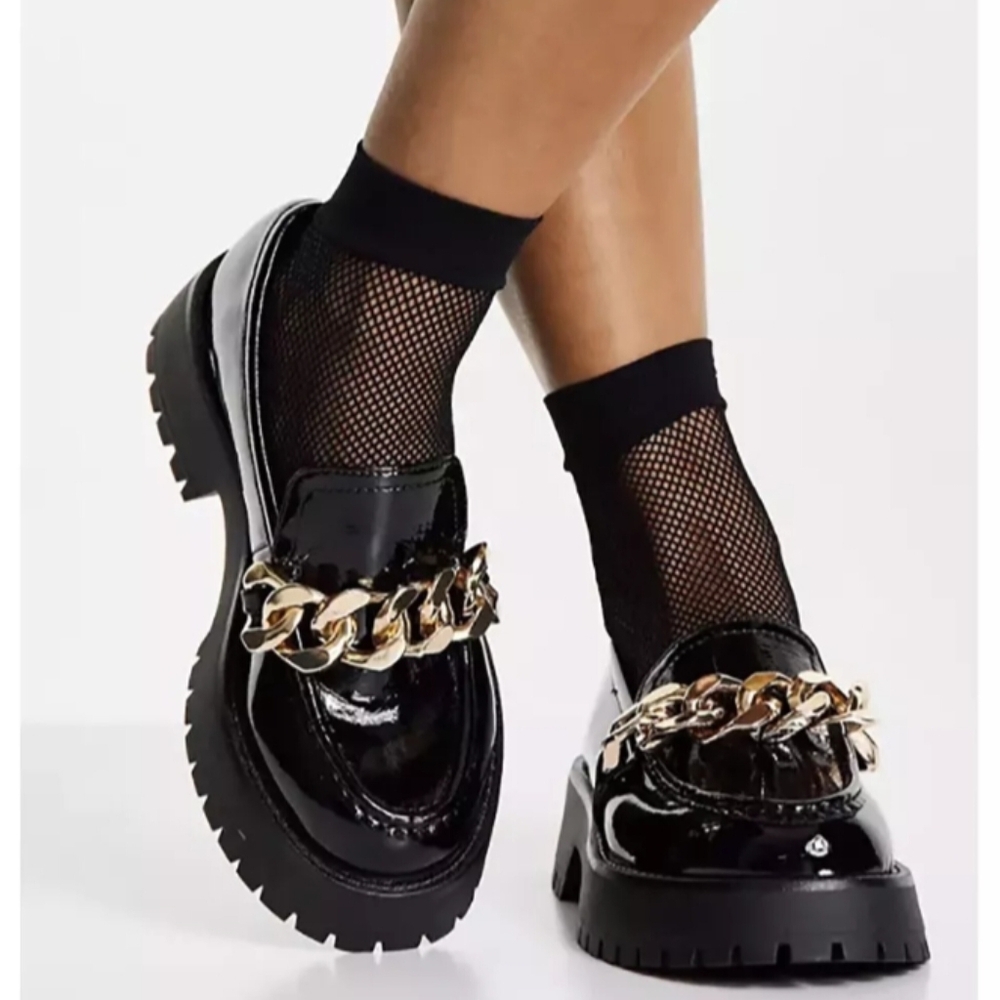 Guess Women's 1.5-Inch Platform Heel Chain Loafers Black Size US:10 - Picture 2 of 15